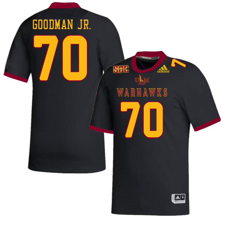 #70 John Curtis Goodman Jr. Louisiana-Monroe Warhawks College Football Jerseys Stitched-Black